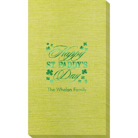 Happy St. Paddy's Day Clover Bamboo Luxe Guest Towels